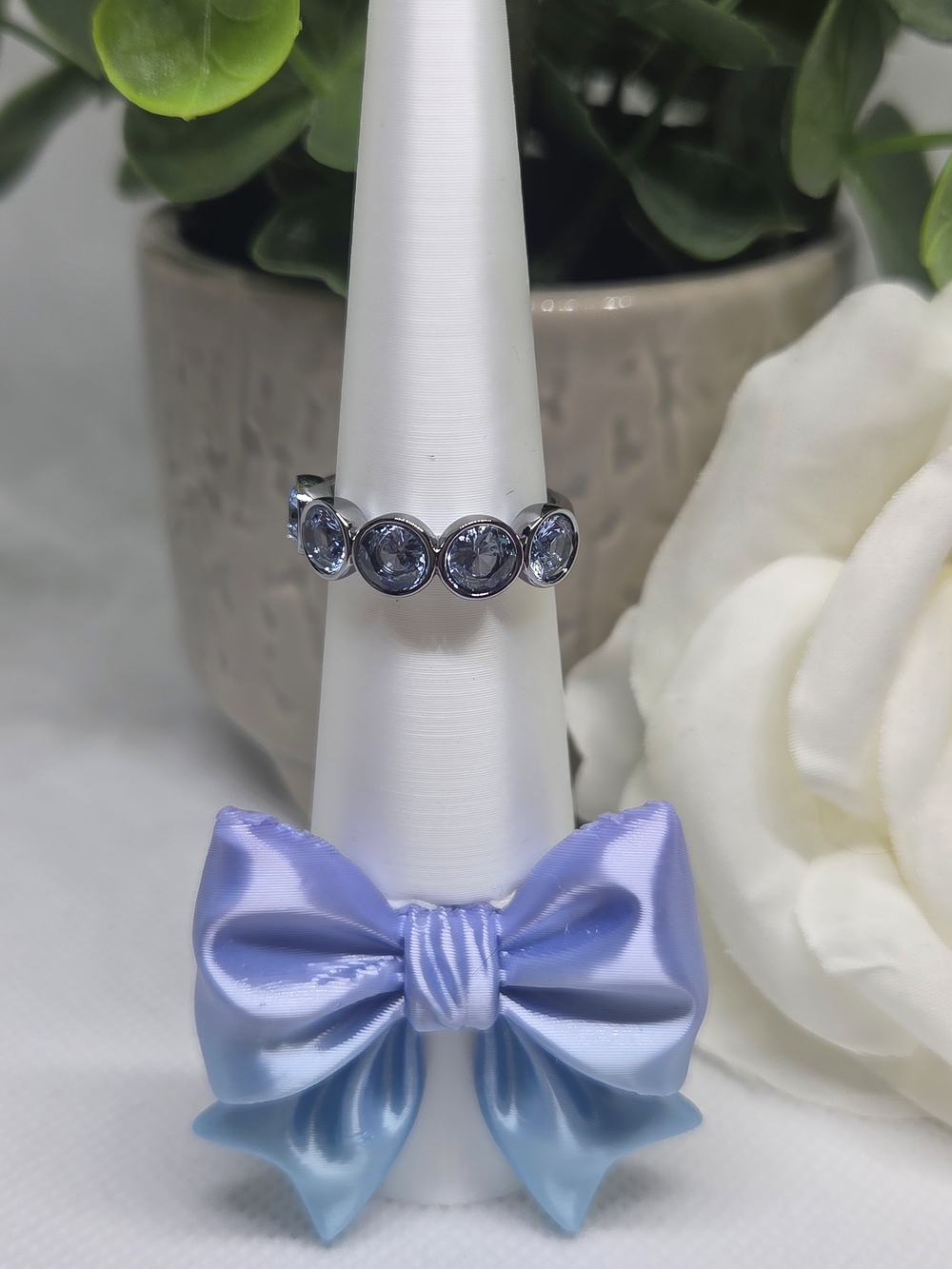 BP Aquamarine CZ Ring On Hematite Plating
